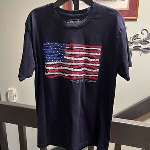 EUC  Small Coleman Navy Blue Men's Shirt With Flag #93